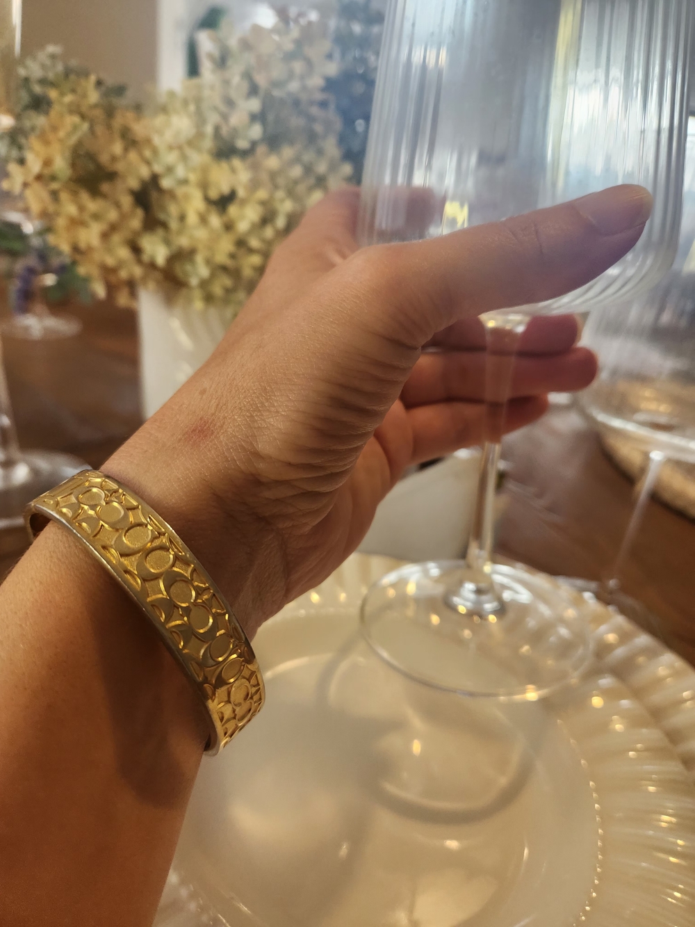 Coach Gold-Tone Signature C Link Bangle Bracelet